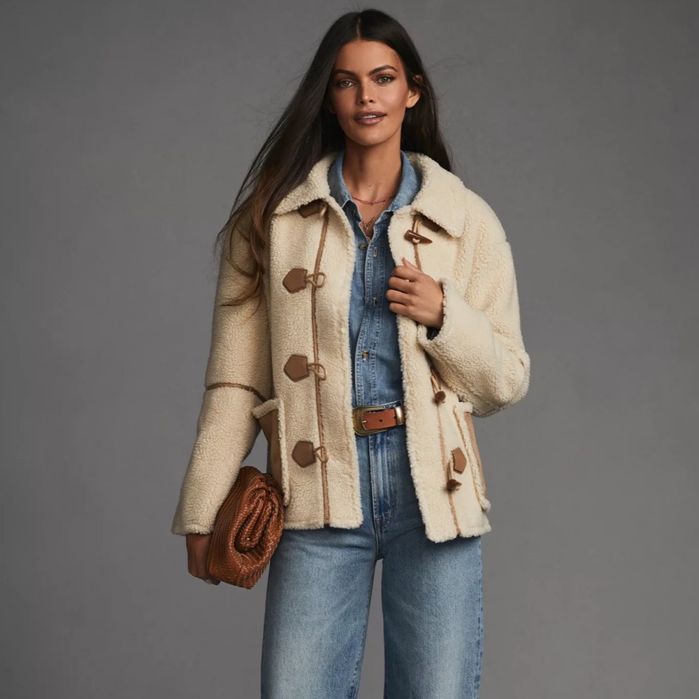 NWOT Anthropologie faux suede Sherpa jacket
